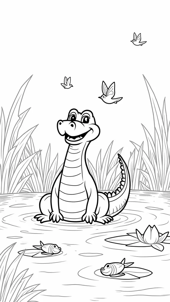 coloring page of alligator